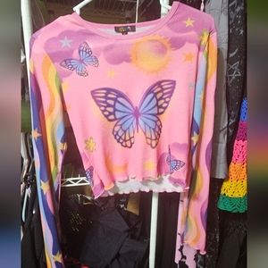 Delia's butterfly mesh top